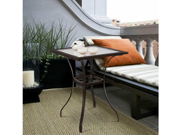 Costway Outdoor Patio Rattan Wicker Bar Square Table Glass Top Yard Garden Furniture Mix Brown